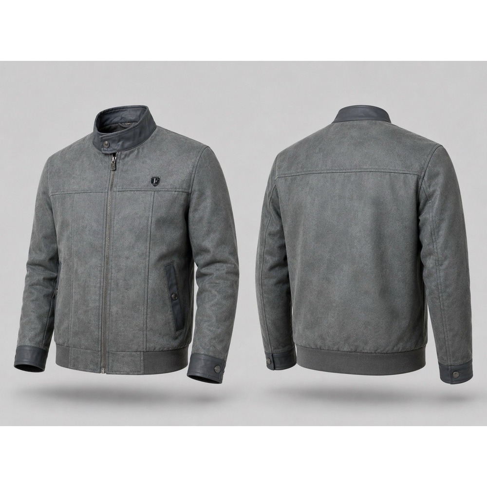 Ferrari F Collections- Made in Italy gray suede men's jacket. Size L Italy